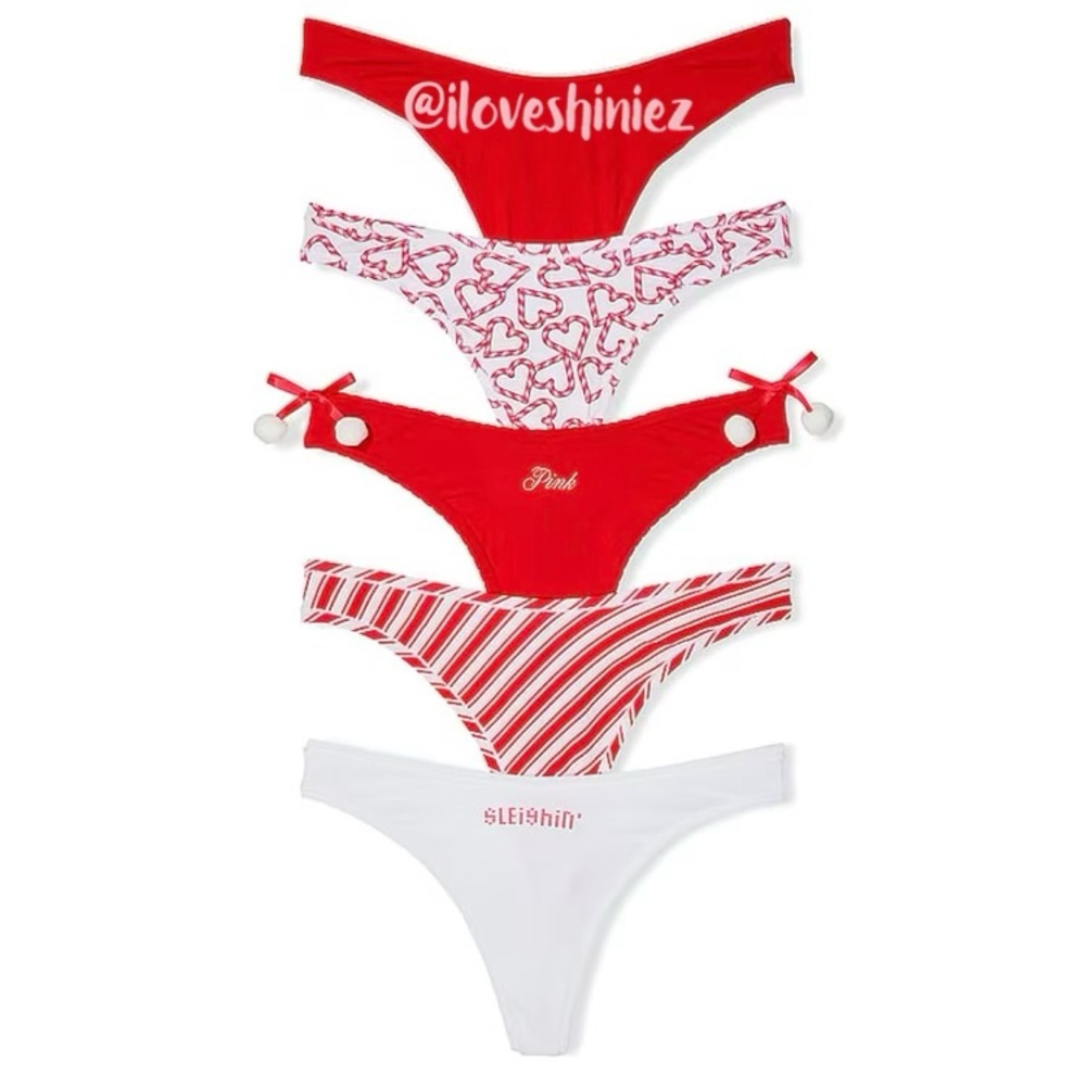 •Victoria’s Secret PINK• 5-Pack Cotton Thongs L - Picture 4 of 4